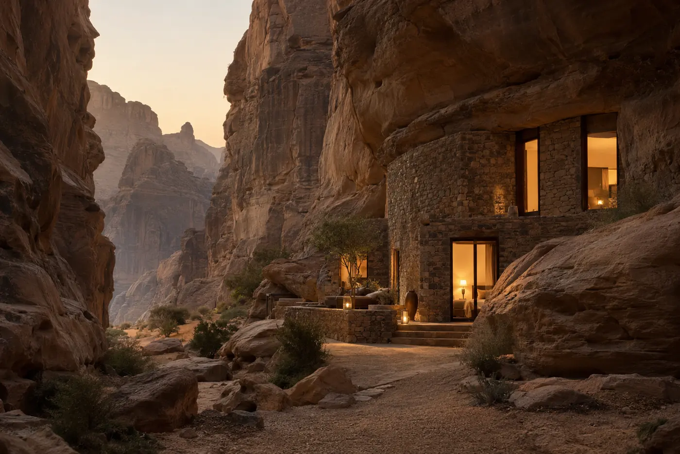 Canyon House, a stone house built into a canyon