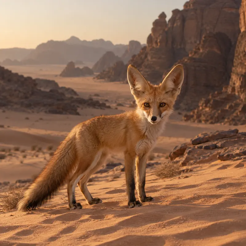 A desert fox on the sand